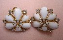 Gorgeous Vintage Milk Glass Earrings Screw Back Style Style