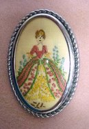 EMBROIDERY BROOCH - VICTORIAN LADY