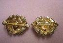 DECO MILK GLASS&RHINESTONE PAIR - BROOCHES