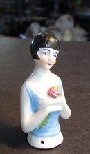 PIN CUSHION Half Doll Lady with Rose