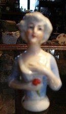 Beautiful Pin Cushion Half Doll Hand decorated Single Rose