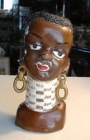 RARE ANTIQUE HEAD VASE - BLACK GIRL