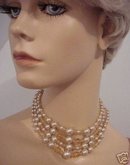 LOVELY 50'S 3 STRAND NECKLACE - CHOKER