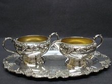 CREAM*SUGAR*TRAY*SILVER PLATED SET