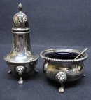 Victorian OPEN SALT CELLAR&PEPPER SHAKER