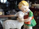 OCCUPIED JAPAN FIGURINE*LITTLE GIRL & LAMB*