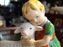 OCCUPIED JAPAN FIGURINE*LITTLE GIRL & LAMB*