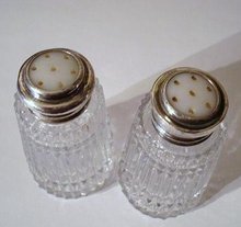 CRYSTAL & STERLING - SALT & PEPPER SHAKERS