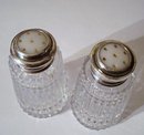 CRYSTAL & STERLING - SALT & PEPPER SHAKERS