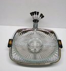 40's DECO CHROME/BAKELITE SERVING DISH