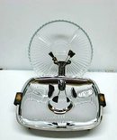 40's DECO CHROME/BAKELITE SERVING DISH