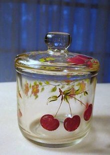 PRETTY HAND PAINTED/SIGNED JAM JAR