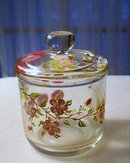 PRETTY HAND PAINTED/SIGNED JAM JAR