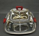 ART DECO CHROME/BAKELITE 2 TIER DISH