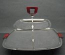 ART DECO CHROME/BAKELITE 2 TIER DISH