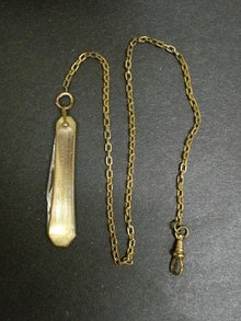 VICTORIAN WATCH CHAIN W/PEN KNIFE