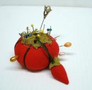 ANTIQUE PIN CUSHION with HAT PIN