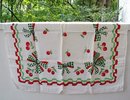 LOVELY VINTAGE PRINTED TABLECLOTH
