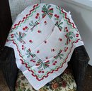 LOVELY VINTAGE PRINTED TABLECLOTH