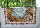 Vntg.PRINTED TABLECLOTH - CATTLE ROUND-UP +