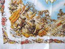 Vntg.PRINTED TABLECLOTH - CATTLE ROUND-UP +