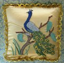 DECORATIVE PILLOW-EMBROIDERED GLORIOUS PEACOCK