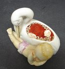 RARE ANTIQUE PIN CUSHION - BABY & STORK