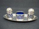 4 Piece Silver Plate Condiment Set