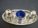 4 Piece Silver Plate Condiment Set