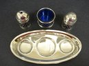 4 Piece Silver Plate Condiment Set