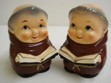 ADORABLE FRIAR TUCK SALT & PEPPER SHAKERS
