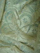 LOVELY ANTIQUE SILKY FILLET LACE TABLECLOTH
