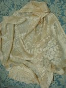 LOVELY ANTIQUE SILKY FILLET LACE TABLECLOTH