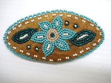 NATIVE MOOSE HIDE & BEADED STYLE HAIR BARRETTE