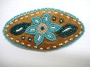 NATIVE MOOSE HIDE & BEADED STYLE HAIR BARRETTE