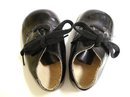 VINTAGE BLACK LEATHER TINY SHOES for DOLL
