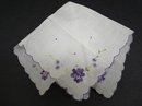PRETTY PURPLE VIOLETS - EMBROIDERY - HANKY