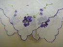 PRETTY PURPLE VIOLETS - EMBROIDERY - HANKY