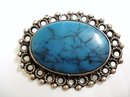 LOVELY STERLING/TURQUOISE BROOCH