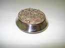 LOVELY STERLING PILL BOX - FILIGREE TOP