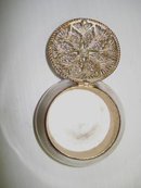 LOVELY STERLING PILL BOX - FILIGREE TOP