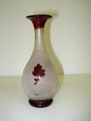 OLD BOHEMIAN FROSTED/RUBY GLASS VASE