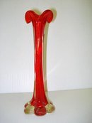 SUPERB RED ART GLASS TREE TRUNK VASE