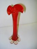 SUPERB RED ART GLASS TREE TRUNK VASE