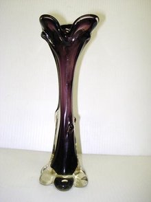 SUPERB PURPLE ART GLASS TREE TRUNK VASE