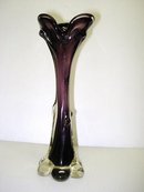 SUPERB PURPLE ART GLASS TREE TRUNK VASE