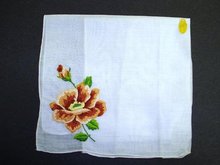 EXQUISITE LADIES HANKY-EMBROIDERY - ROSE