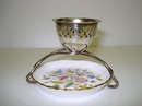 Lovely SILVER EGG CUP with CHINA BUTTER TRAY