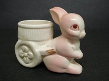 PRETTY VINTAGE FIGURAL EGG CUP - PINK BUNNY