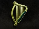 SUPERB CELTIC HARP RHINE STONE BROOCH